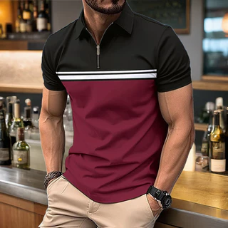 Pólo De Verão Camisa De Manga Curta Esportiva Atmosférica De design Simples Cavalo Puxe O blazer De Lapela Para Cima
