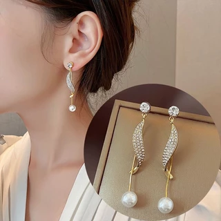 Coreano longo coreano longo pingente brincos feminino moda menina todos os cristal pérola borla brincos