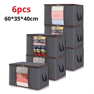 Sacos Para Armazenamento De Roupas 6pcs/set Tecidos Dobráveis Atualizados Recipientes Organização De Dormitórios