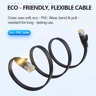 Cabo Ethernet Plano Redondo Cat6A 20M 30M RJ45 Para Roteador De Computador De Alta Velocidade