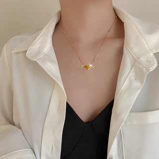 Moda titânio aço não-desbotamento amor colar em forma de coração pingente simples temperamento clavícula corrente All-Ma