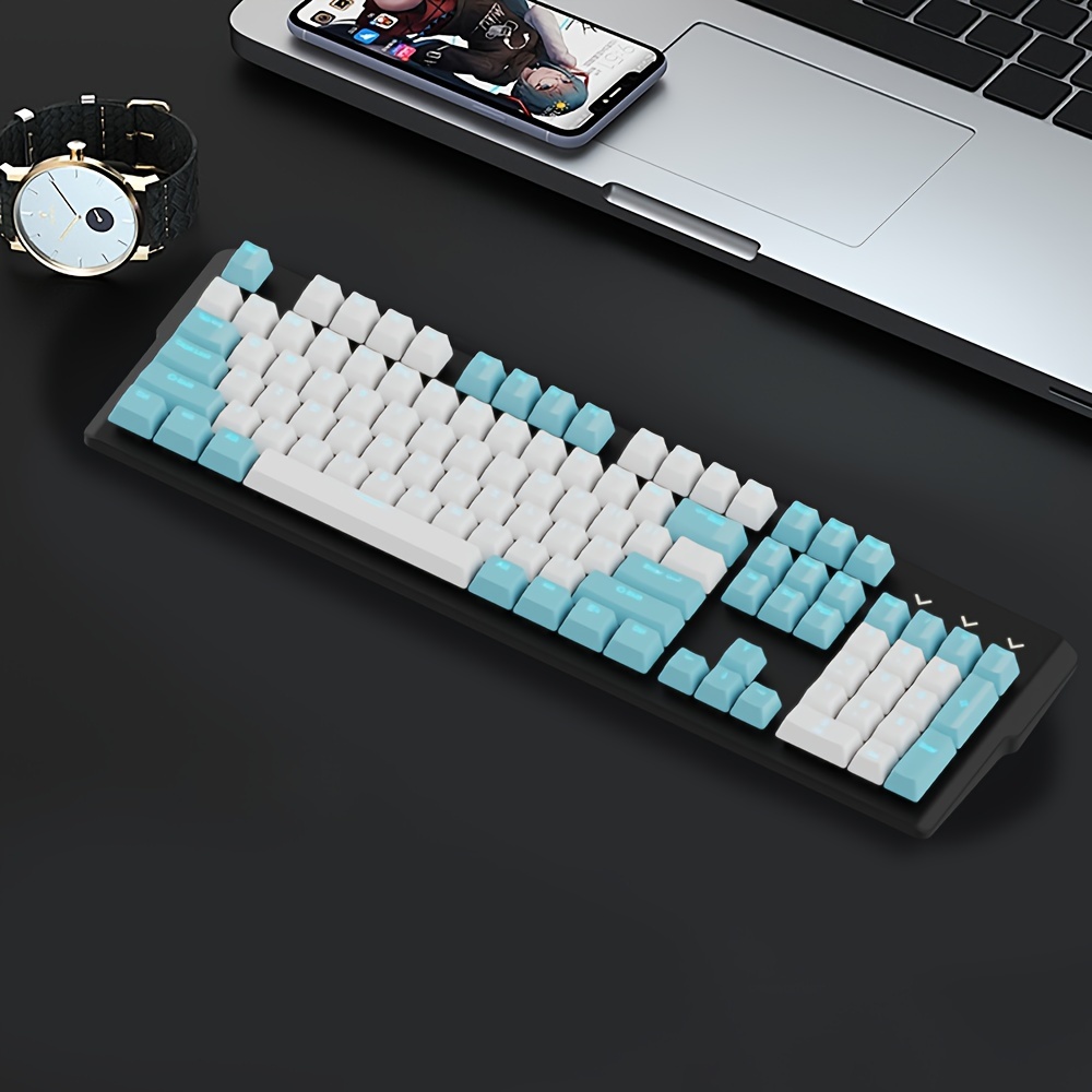 Azul e Branco 104 Teclas Material ABS OEM Universal Retroiluminado ...