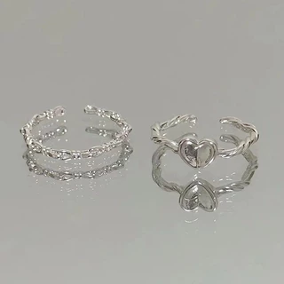 Novo Anel de Prata Simples Desenho de Anel Feminino de Prata Sweetheart Trançado Trançado de Amor Anel de Coração Casal Jóias Presente de Casamento