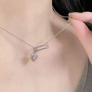 Colar De Pino De Amor Rosa Para Meninas Acessórios De Personalidade Luz Luxo Alto design Elegantes Corrente De Clavícula