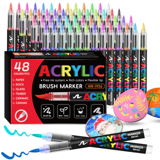 12/24/36/48 Pacote De Cores Em Linha Reta Líquido Cabeça Macia Caneta De Marca Acrílica Arte Desenho Específica Estudant