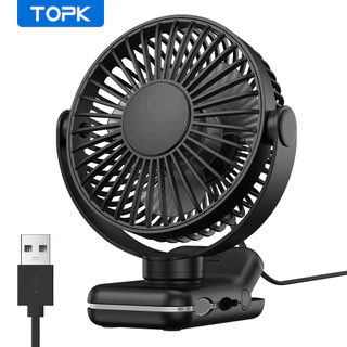 Ventilador De Mesa Portátil Pequeno TOPK [Alimentado Por USB] Com Fluxo De Ar Forte De 3 Velocidades , 720 ° Rotação , U