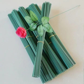 50 Peças De 30 cm Flor Verde Haste Cetim DIY Fazendo Artesanato material Acessórios
