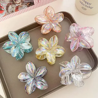 6 Pçs Grampo De Cabelo Flor De Ovo , Transparente AB Cor Aperto Tubarão Clipe Gradiente high-end Estilo Europeu E Americ