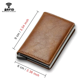 Rfid Titular Do Cartão De Crédito Carteiras Masculinas Anti-Roubo Caso Banco Pequeno Couro Fino Magia Mini Carteira Inte