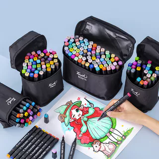 Conjunto De Canetas Marcadores De Ponta Dupla , 24-168 Cores , À Base De Álcool Para Desenho De Mangá , Ferramenta De Gr