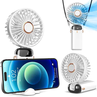 Ventilador Portátil Dobrável-5000mAh Recarregável , 5 Velocidades De Vento