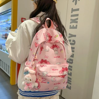 Mochila de grande capacidade em Melodia Impressa Melody Soft Girl School Cute