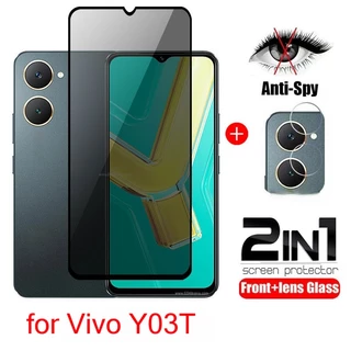 Vidro Temperado De Privacidade 2 Em 1 Para vivo Y03T Y03 Y18 Y27s Y28s 4G 2024 Protetor De Tela Anti Espião Capa Complet
