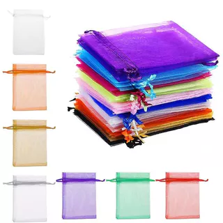 Saco De Gaze De Pérola De Cor Sólida Pacote Bolso Organza Doces Presente