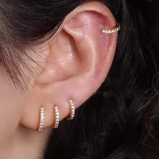 1 par S925 prata única fileira diamante clássico moda All-Match senhoras clipe de orelha temperamento prata diário combi