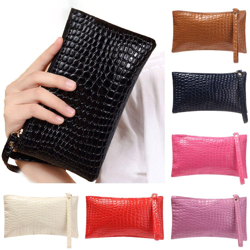 Embreagem feminina simples e elegante Embreagem Novo Estilo Bolsa de Moedas em PU Padrão Crocodilo
