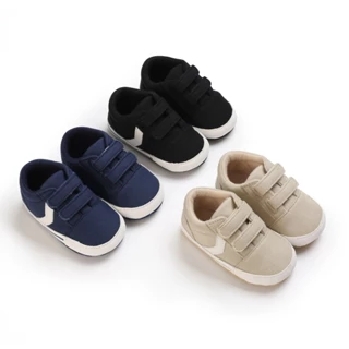Solas Macias Sapatos De Bebê Clássicos Sola Macia Kids 0-18 Meses Tiras De Velcro Em Criança De Cor Sólida , Casuais Com