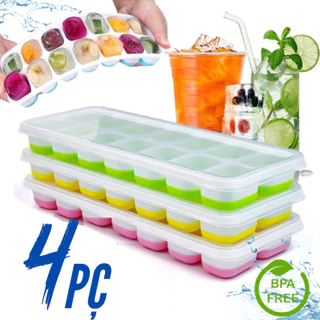 Molde De Prensagem De Gelo De silicone Com Fundo Macio , 4 Unidades , 14 Grades , Lavável E Versátil