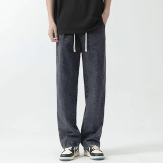 N969 Calças de ganga de inverno de outono soltas e retas japonesas Tamanho Japonês Plus Calças de Harem Pants Plus da moda masculina