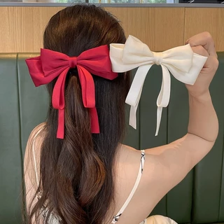 1pc vermelho grande arco grampo de cabelo feminino cabeça traseira cocar nupcial noivado Hairpin High-End sentimento cor