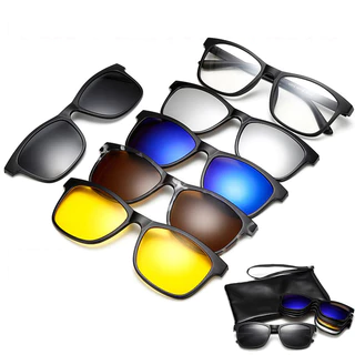 Conjunto de óculos polarizados multifuncionais cinco em um Vidros Magnéticos Unisexo Magnéticos Magnéticos Função de Condução Vidro