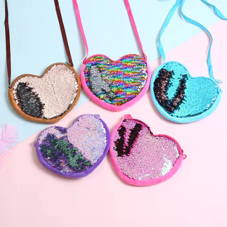 Desenho animado Crianças Bolsa de Mensageiro Desenho animado Bolsa de Mensageiro Colorida Menina do Amor Bolsa de Mensageiro de um ombro Brilhante Bolsa de Moedas de Lantejoulas Presente de Festa de Aniversário