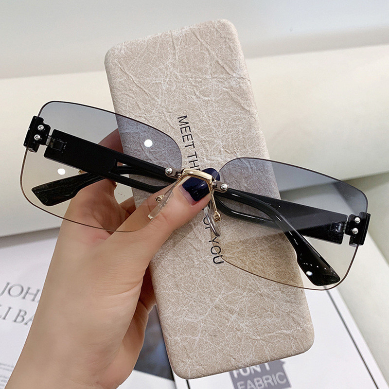 Óculos De Sol Fashion Slim Fit Sem Aro Com Proteção UV Para Mulheres ...