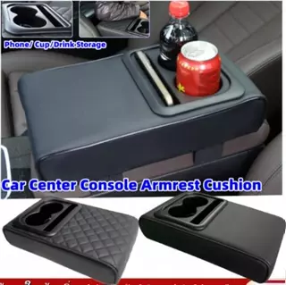 Almofada De Apoio De Braço Para Console Central Automático , Com 2 Suportes De Copo , Couro PU , Portátil , Carro , Amre