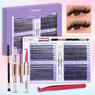 Kit De Extensão De Cílios DIY Cluster Mix Conjunto Completo Com Lash Bond & Selo Remover E Pinças Escova
