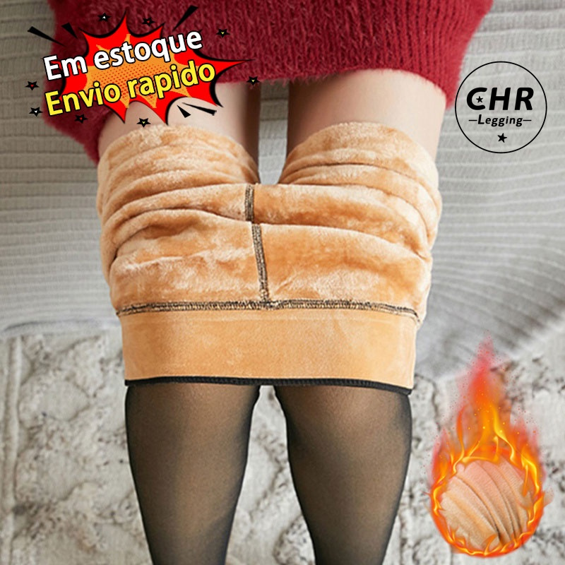 Meias-Calças De Inverno Super Elásticas Pretas Slim Para Mulheres Moda Casual Mais Veludo Grosso