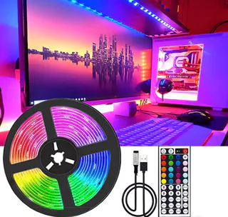  Fita de luz LED 5 /20m 5050 RGB Decorativa com controle remoto de 44 botões Adequada para Home /Bedroom /Party Decoration /TV Background Light