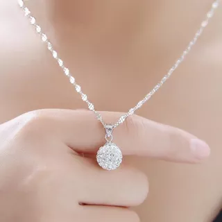 Colar De Prata Estilo Coreano Japonês Com Pingente De Bola Da Sorte Para Mulheres