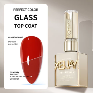 XEIJAYI 1Pc 15ml Revestimento Superior De Vidro De Longa Duração Borracha Transparente LED UV Fortalecer Unhas Alto Bril