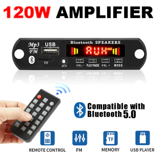 Amplificador De 120W Bluetooth 5.0 Placa MP3 2 * 60W Reprodutor De Áudio 12V DIY MP3 Player Módulo Rádio FM Do Carro TF