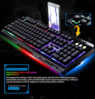 G700 Teclado Metálico Windows Wired Keyboard , USB Plug & Play , Tamanho Completo , Resistente A Derramamentos , PC/Laptop
