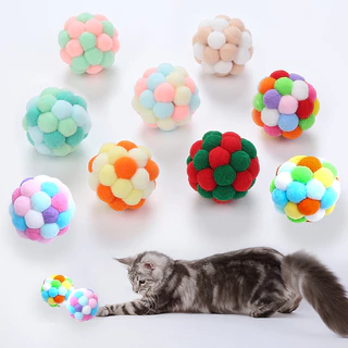 Brinquedo de gato Bola de sino colorida feita à mão Bola Saltitante Bola Interativa de Perseguição Pet Suprimentos
