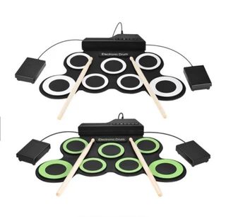 Tambor Eletrônico Portátil USB Digital 7 Pads Roll up Conjunto De Elétrico De Silicone Com Kit