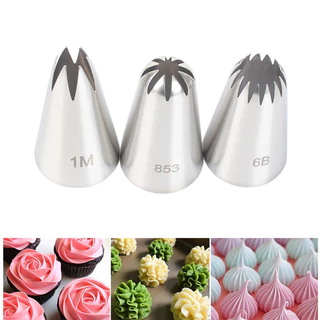 Bocal Decorativo Médio Comummente Usado Conjunto de 3 peças Combinação de Bocal Decorativo de Aço Inoxidável 1M Ferramenta Decorativa de 6 dentes 15 dentes Cupcake Creme de 8 dentes Não