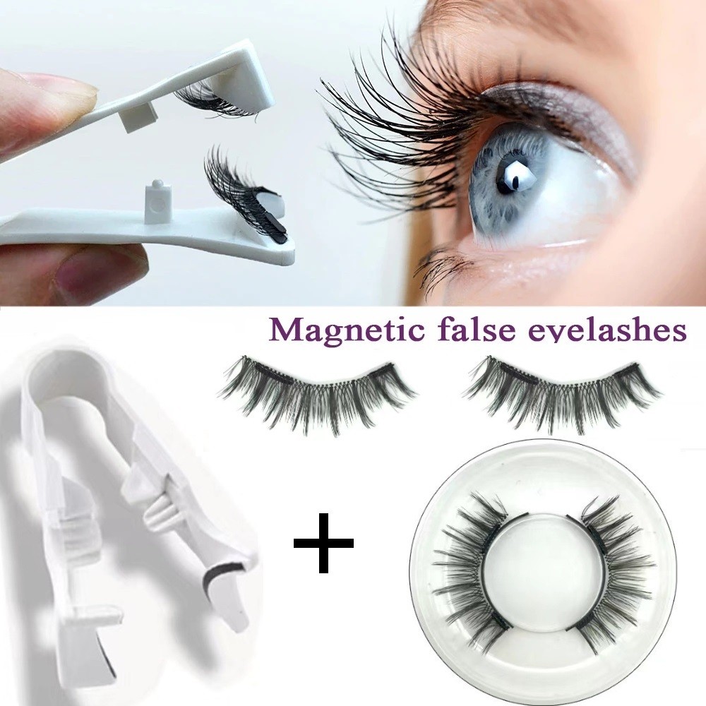 Pestanas Magnéticas Cílios Curler Longo Espesso 3D Reutilizáveis Falsas Pinças Com Visual Natural W/Eyeliner