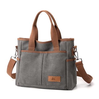 Saco de lona de grande capacidade Saco de lona versão coreana Retro Casual Messenger Bag Novo Estilo Saco de Ombro Portátil Saco de Tote para todos os tipos de viagem (Logotipo Aleatório)