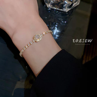 DREJEW Pulseira Coreana Quadrada Zircon Ajustável Simples De Luxo Leve Para Mulheres
