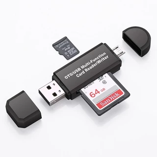 Leitor De Cartão De Memória Inteligente Flash Drive SD Card Tipo USB 2.0 TO Micro C Com Adaptador OTG