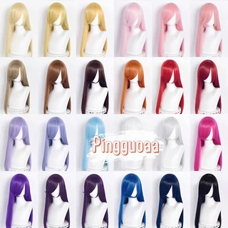 Mulheres Longas Franja 60cm Universal Longo Reto Multicolorido Modelagem Prática Mão Resistente Ao Calor Perucas Cosplay