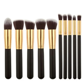 10 Unidades/kit Macio Fofo Profissional Sintético Kabuki Conjunto De Pincéis De Maquiagem Ferramentas