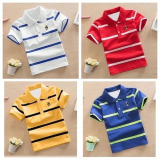 Nova Camisa polo De Algodão Para Crianças De 2 A 12 Anos ; Blusa Listrada Da Moda Masculina Com Gola Adolescentes