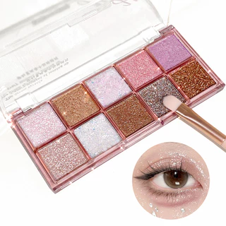 10-Cores Paleta De Sombra Perolada Fosca Brilhante Para Estudantes Festa Diária Com Terrosas