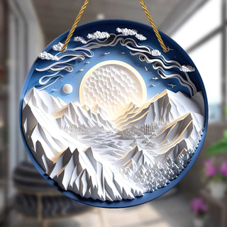 1pc , 2D White Mountain Acrylic Patterns Home Decor Para Janela Ou Parede , Decoração Presente De Casa , Pendurar Porta , Presentes Amigos De Férias