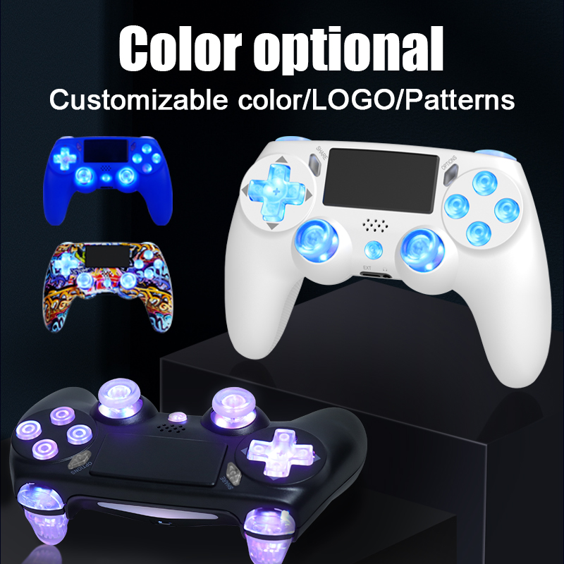 Novo Controlador Sem Fio De Dupla Vibração 6-AXIS RGB Gamepad Leve Ajustável Bluetooth Para Console De Jogos PS4PS3 Joystick PC