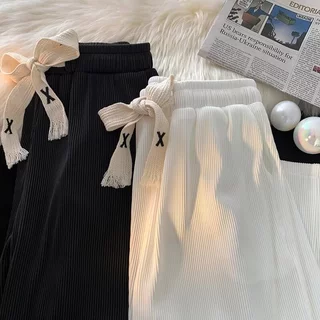 Calças esportivas masculinas Summer Drape ins Ice Silk High-End Feeling Ruffian Handsome High Street Calças esportivas Loose Straight Wide-Leg Men