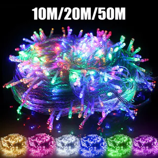 Luzes De Natal Fada De LED 8 Modos Plug À Prova D'água Em Twinkle Fairy Lights 100/200/300LED Ao Ar Livre Fio Transparente